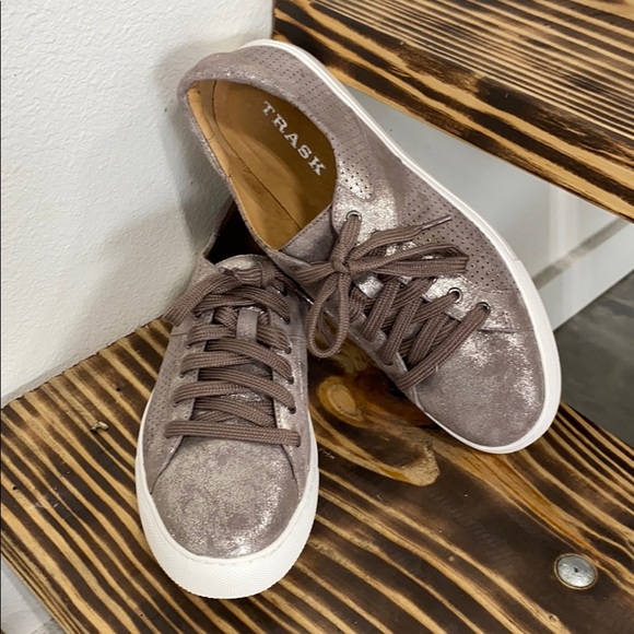 Trask Shoes - Trask Lindsey pewter Italian metallic suede